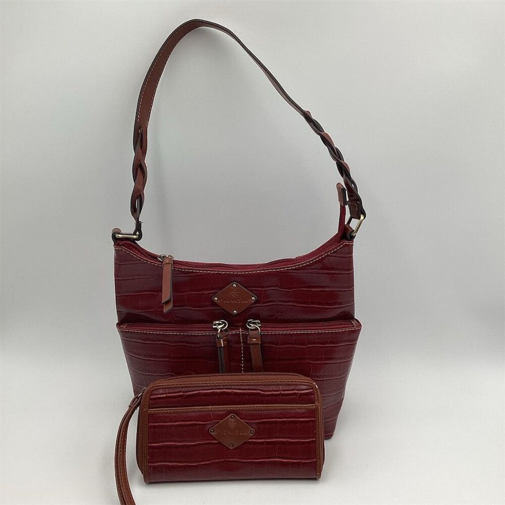 St. John's Bay Red Faux Alligator Shoulder Bag with Wallet‎